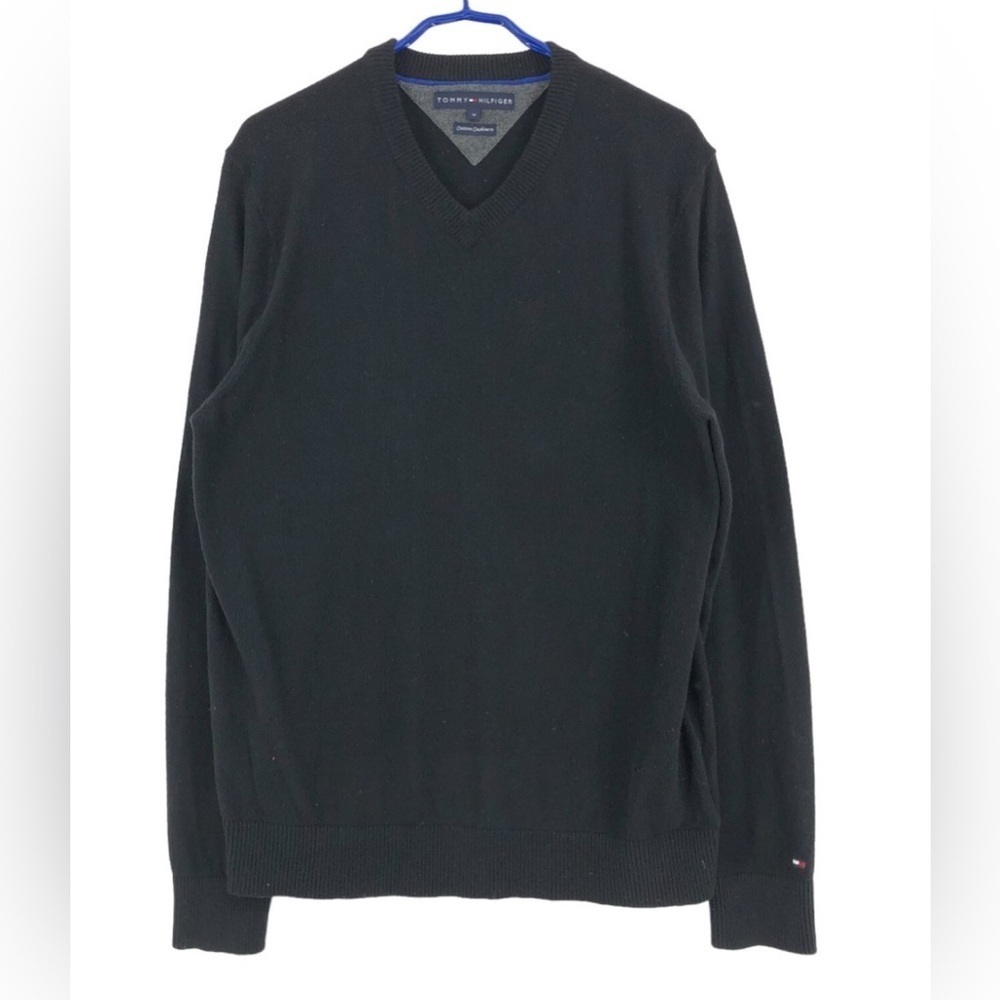 Tommy Hilfiger black wool v neck sweater men’s XL